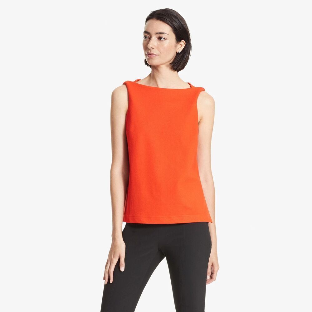 M.M. Lafleur Sadie Tank Top Womens Small Orange Knit Boat Neck Sleeveless Tunic